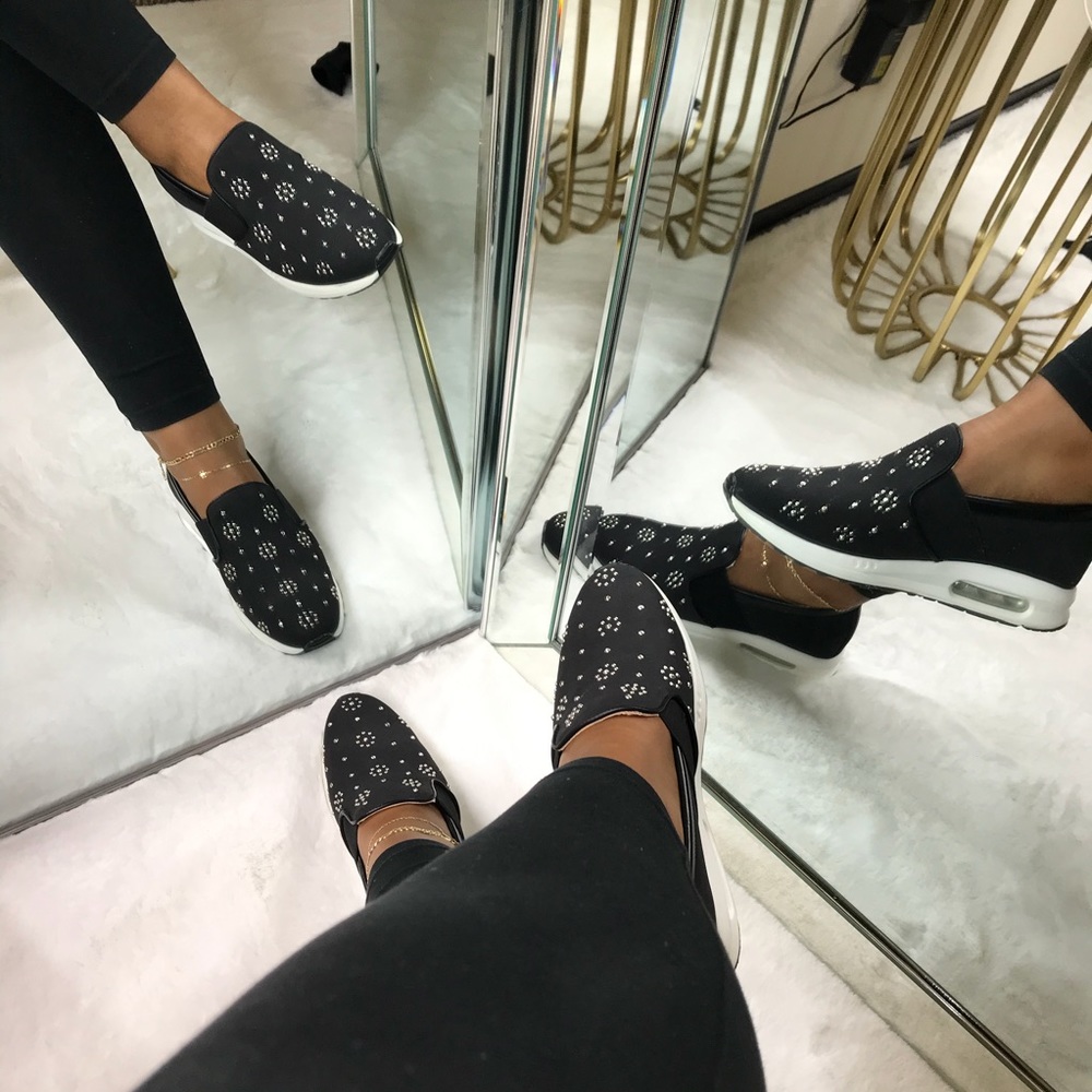 Slip On Embellished Sneakers in Black - Picture 5 of 8